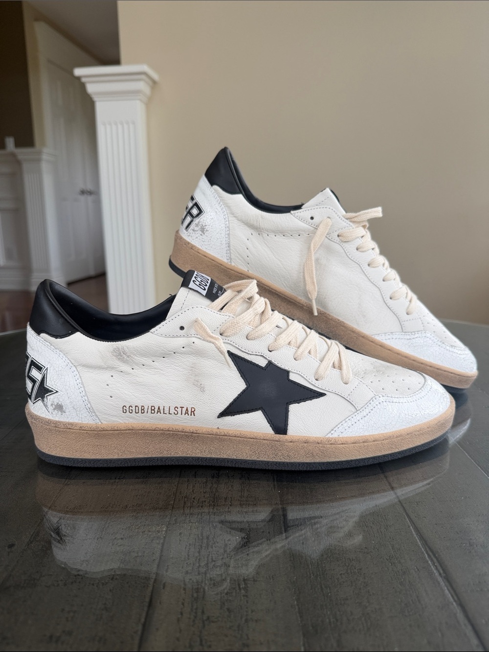 Golden Goose Mens Ball Star Sneakers White, Black & Tan EU size 47 with Dust bag - Picture 2 of 16